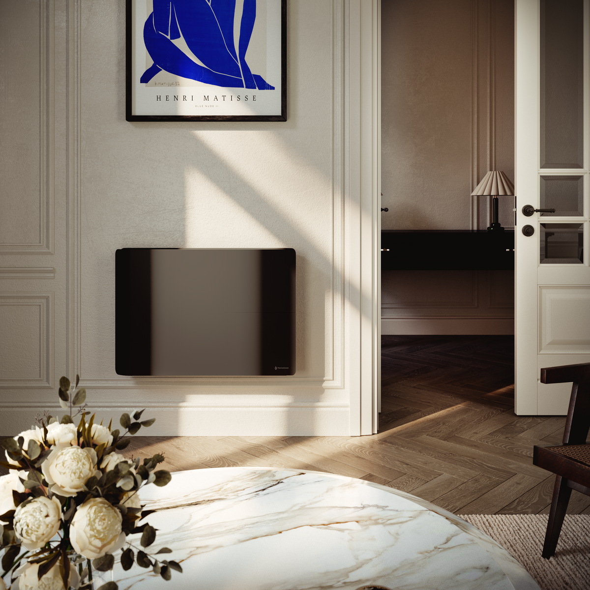 Radiateur électrique connecté 1500W double système de chauffe horizontal Noir Molia