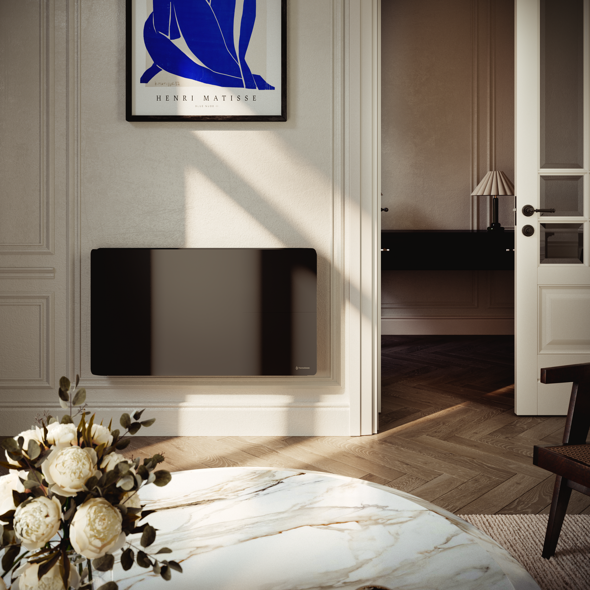 Radiateur électrique connecté 2000W double système de chauffe horizontal Noir Molia
