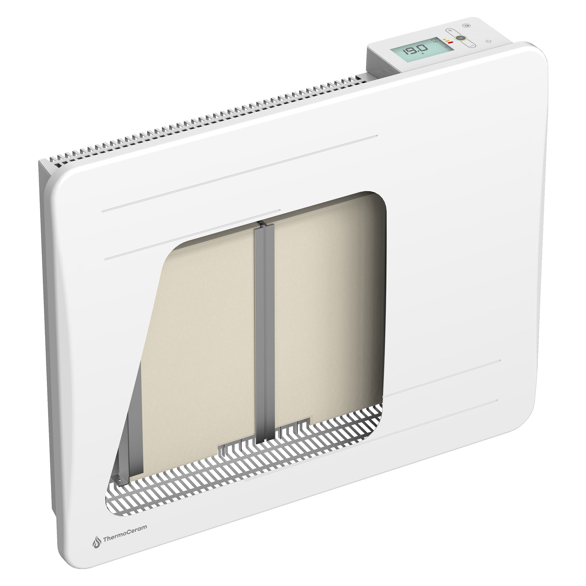 Radiateur électrique connecté 1000W à inertie sèche céramique horizontal Blanc Alice