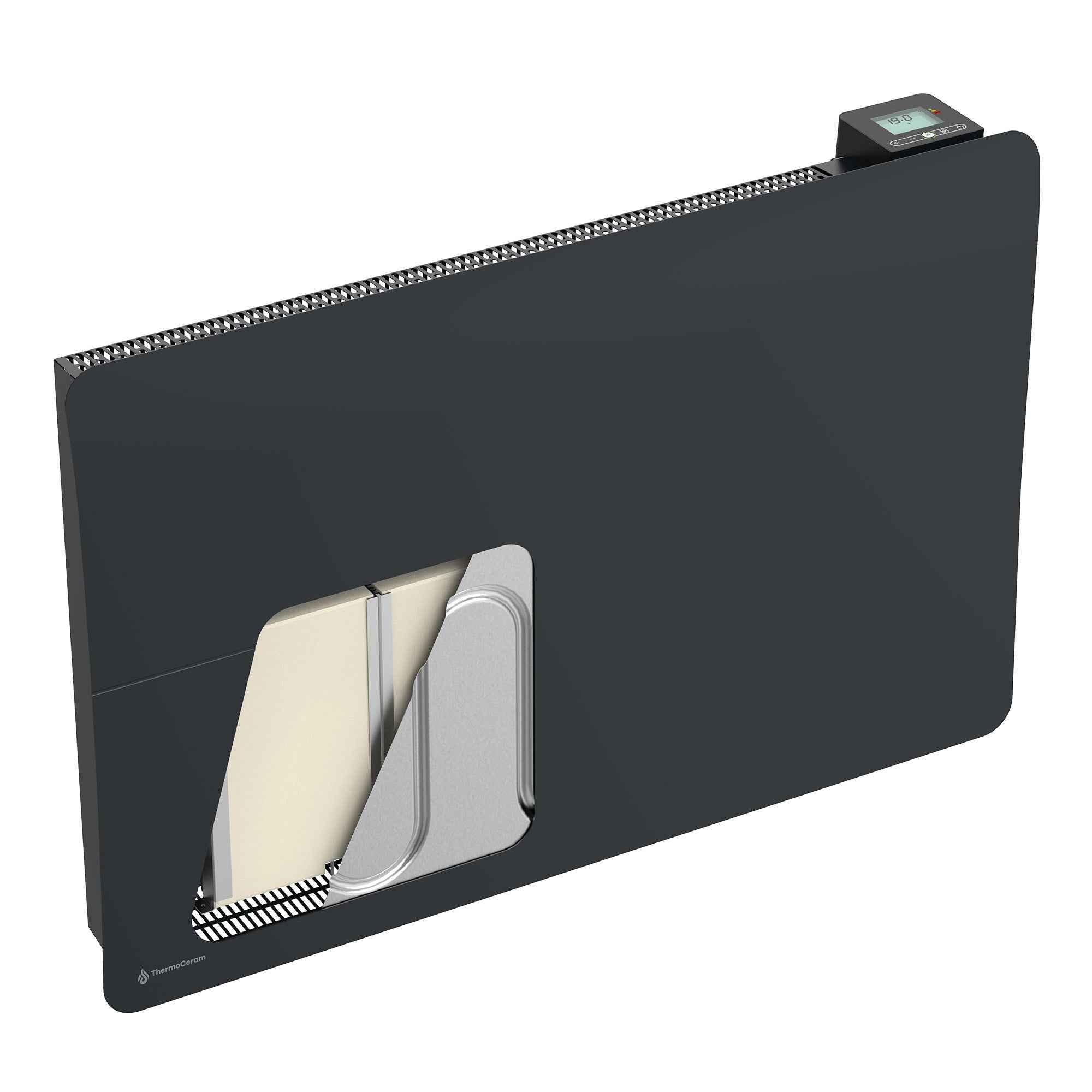 Radiateur électrique connecté 2000W double système de chauffe horizontal Noir Cira