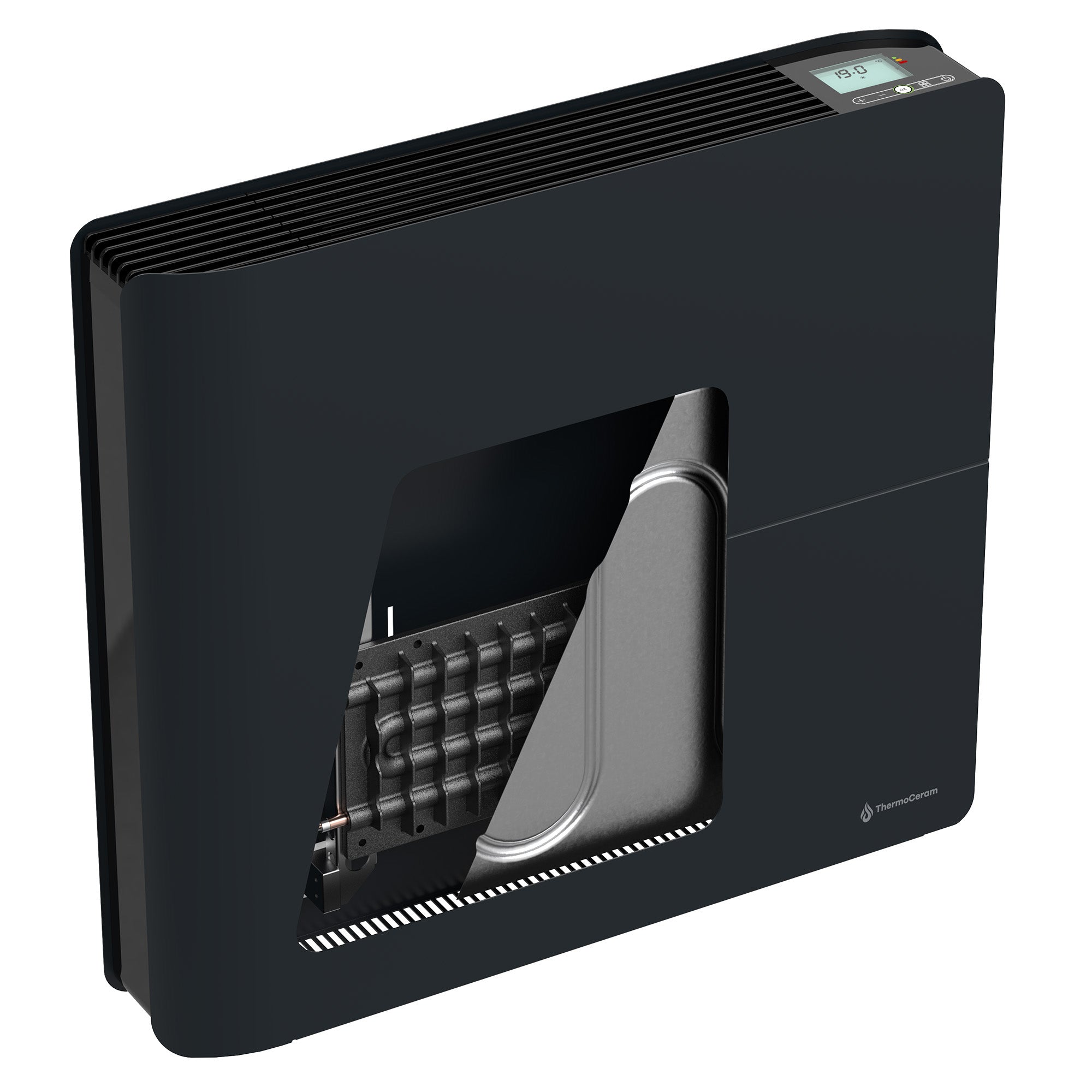 Radiateur électrique connecté 1000W double système de chauffe horizontal Noir Molia