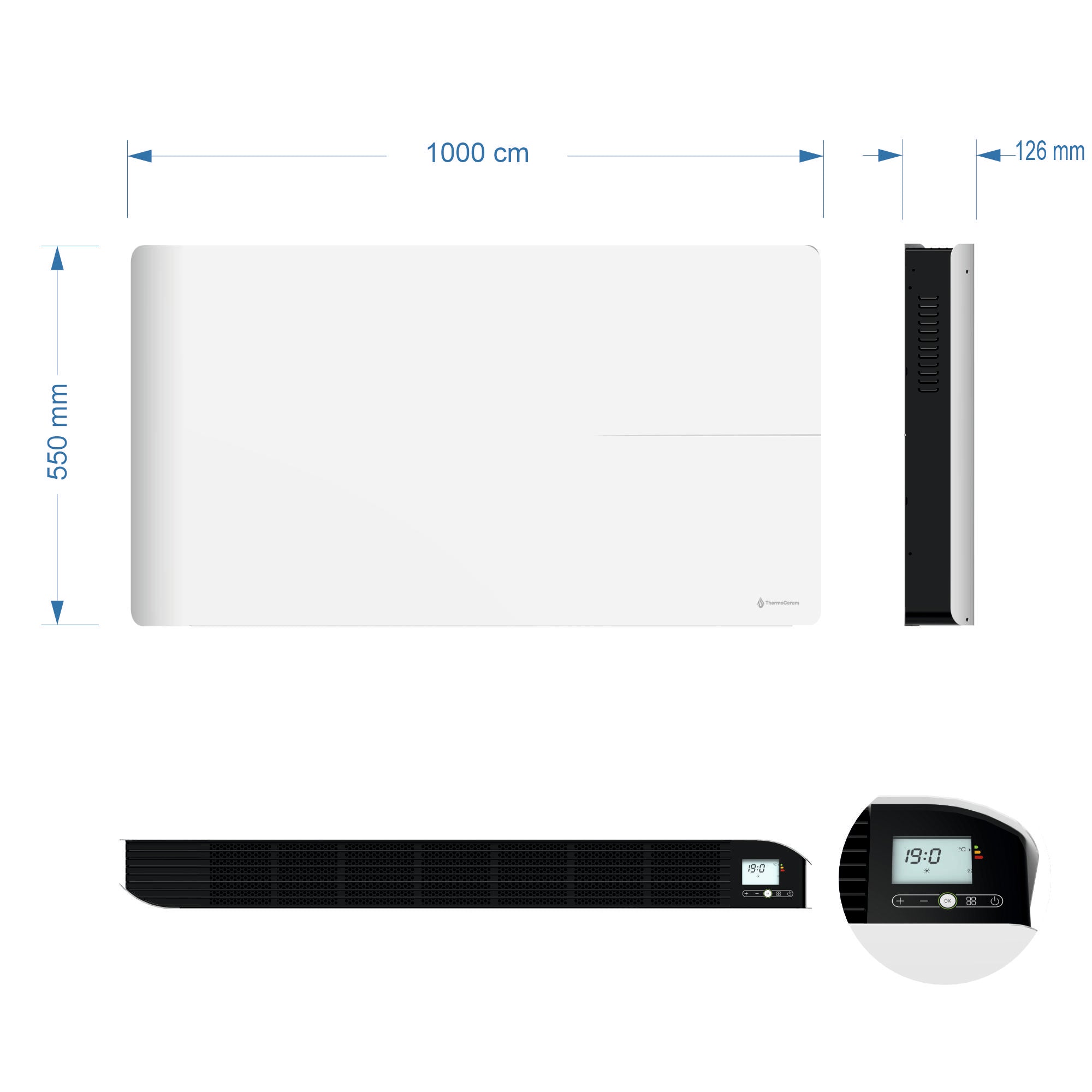 Radiateur fonte + film Wifi 2000W horizontal Blanc Molia