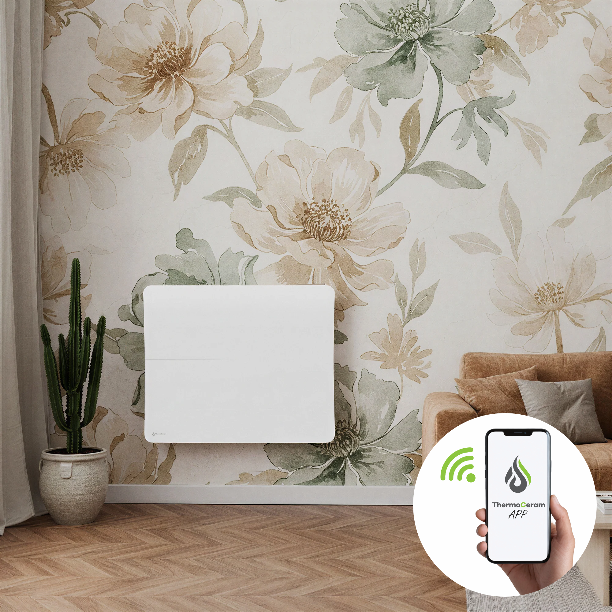 Radiateur électrique connecté 1500W double système de chauffe horizontal Blanc Cira