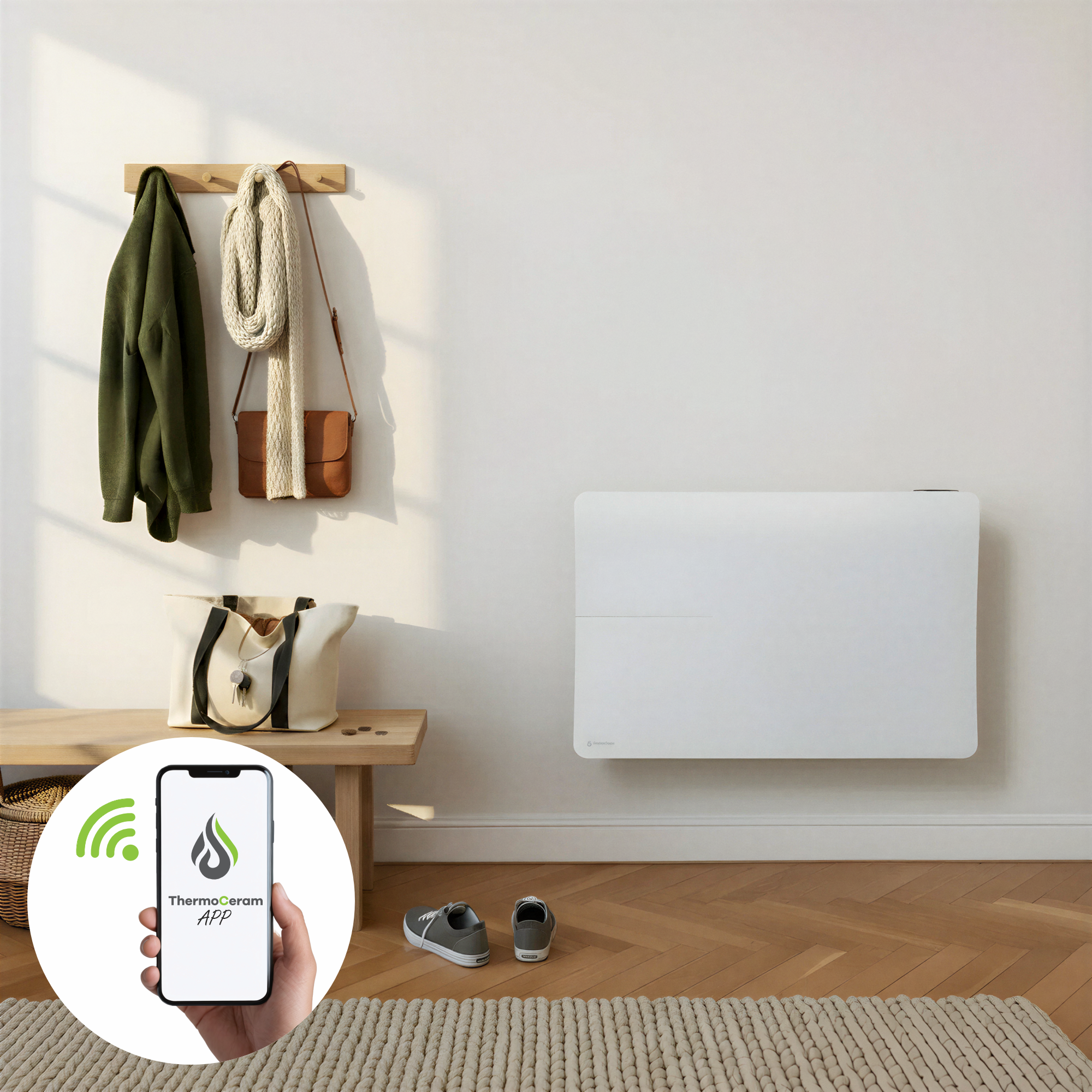 Radiateur électrique connecté 2000W double système de chauffe horizontal Blanc Cira