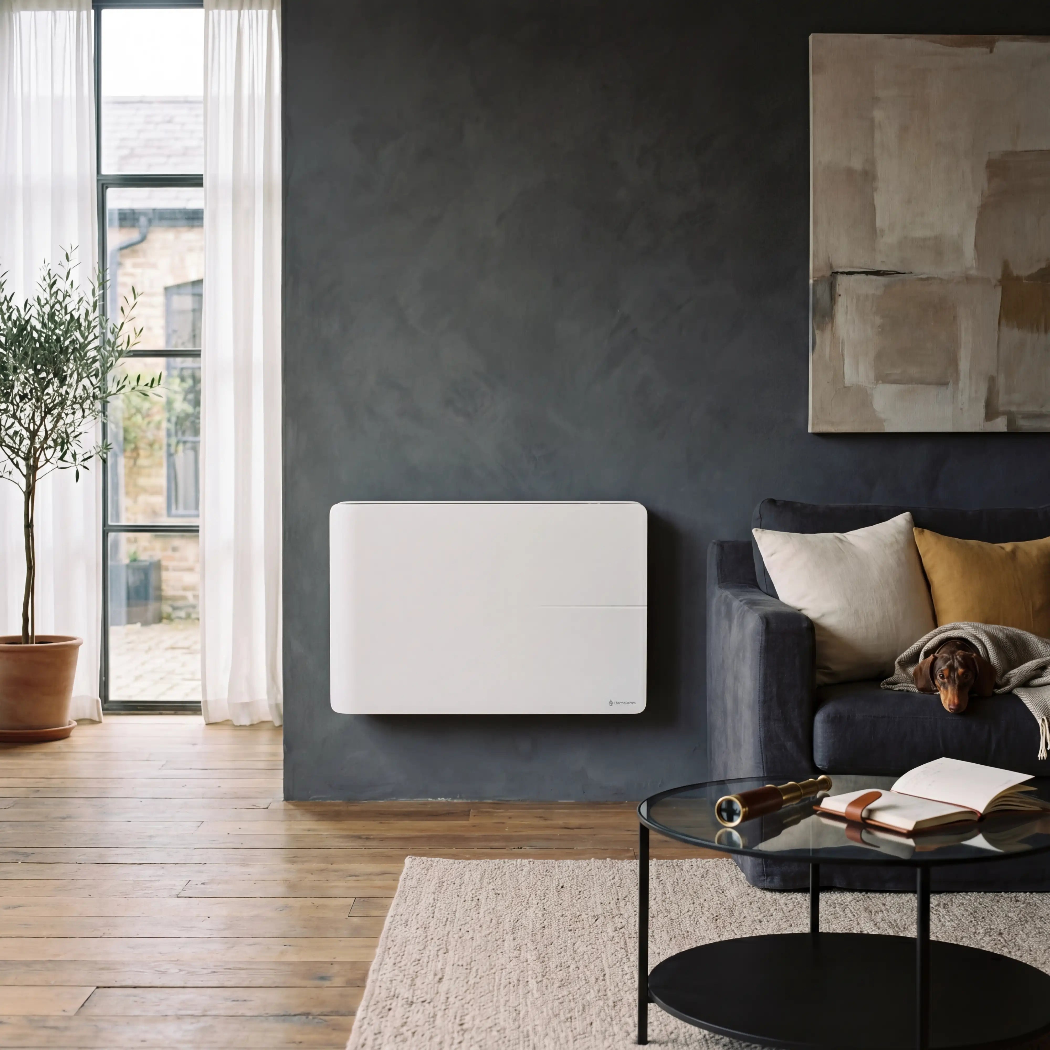 Radiateur électrique connecté 1500W double système de chauffe horizontal Blanc Molia
