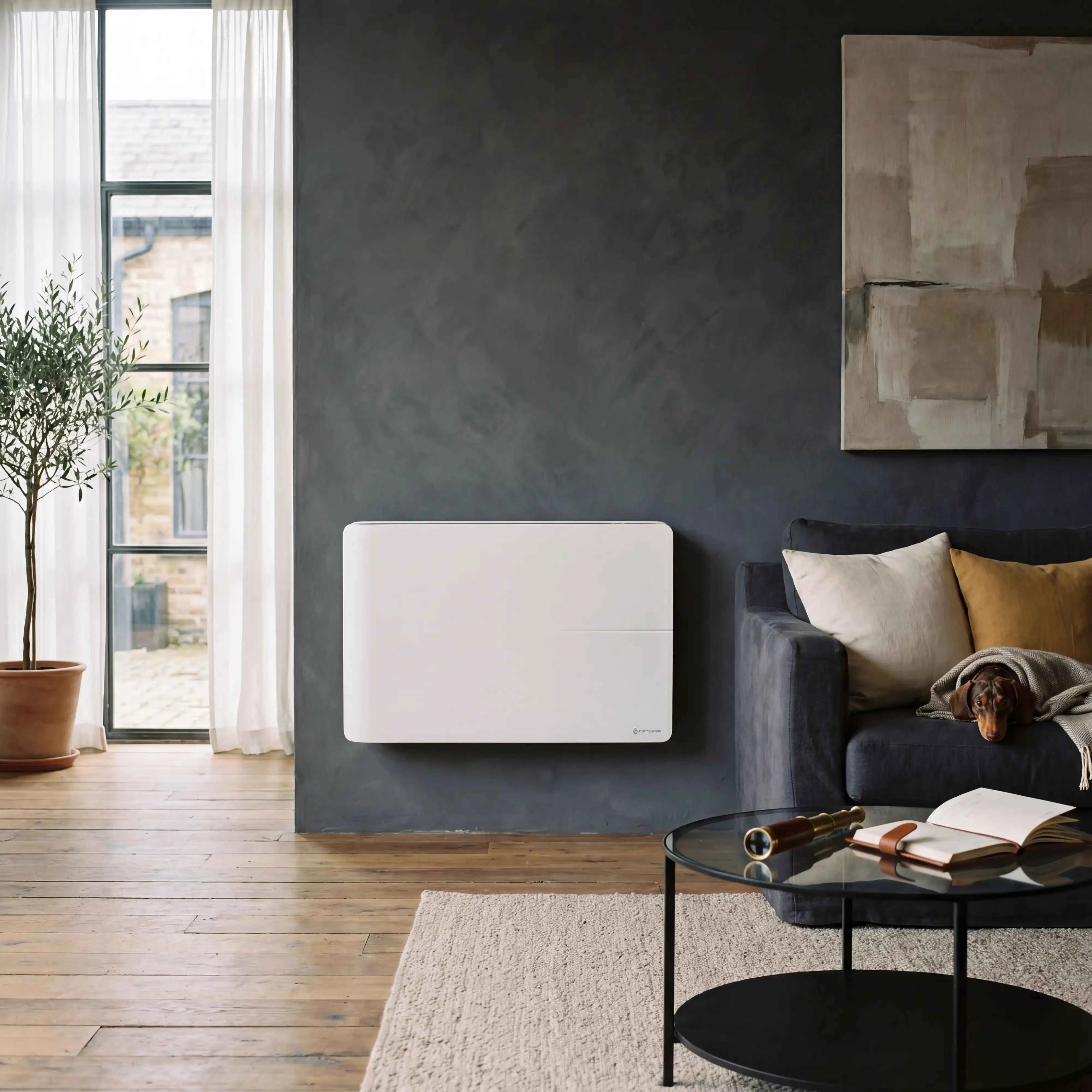 Radiateur électrique connecté 1500W double système de chauffe horizontal Blanc Molia