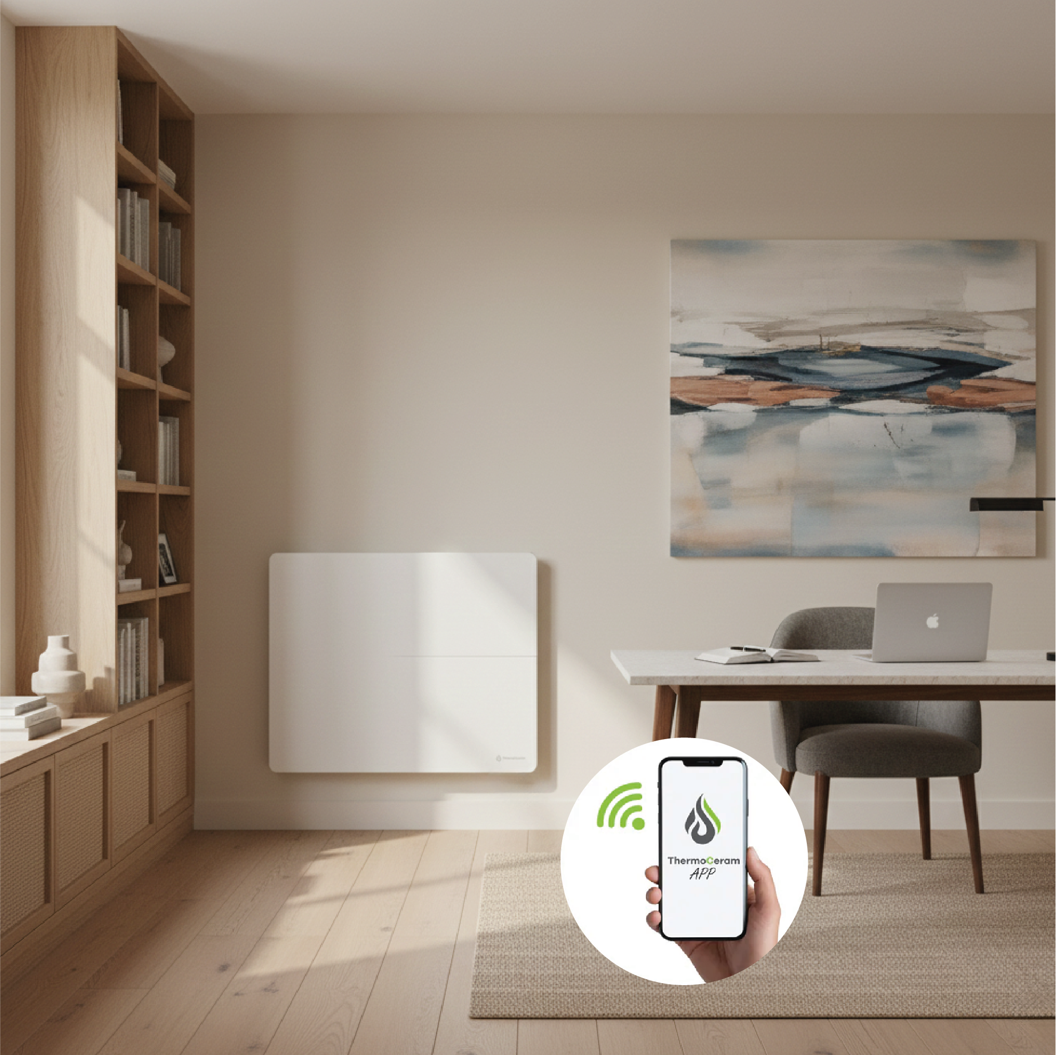 Radiateur électrique connecté 1500W double système de chauffe horizontal Blanc Molia