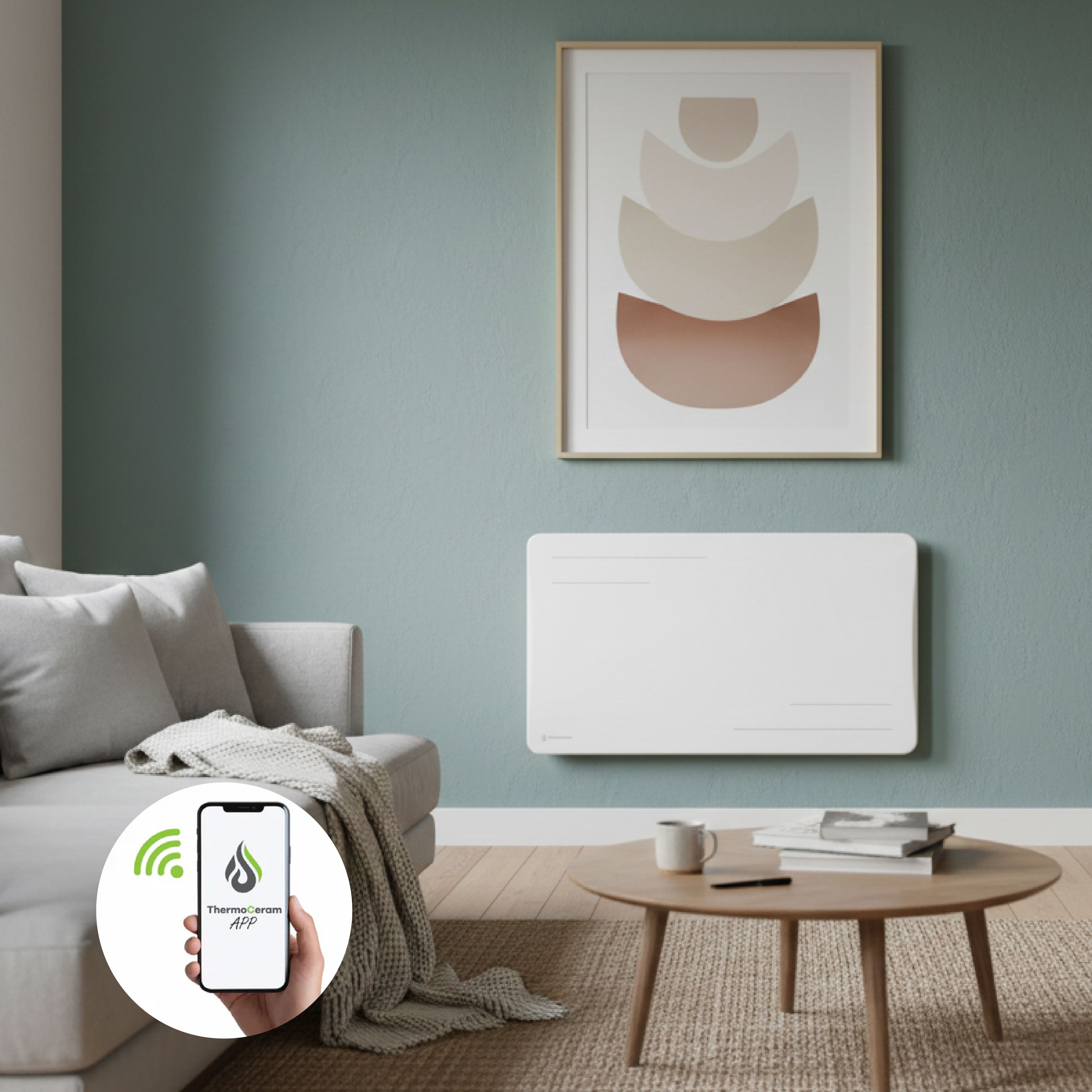 Radiateur électrique connecté 1500W à inertie sèche céramique horizontal Blanc Alice