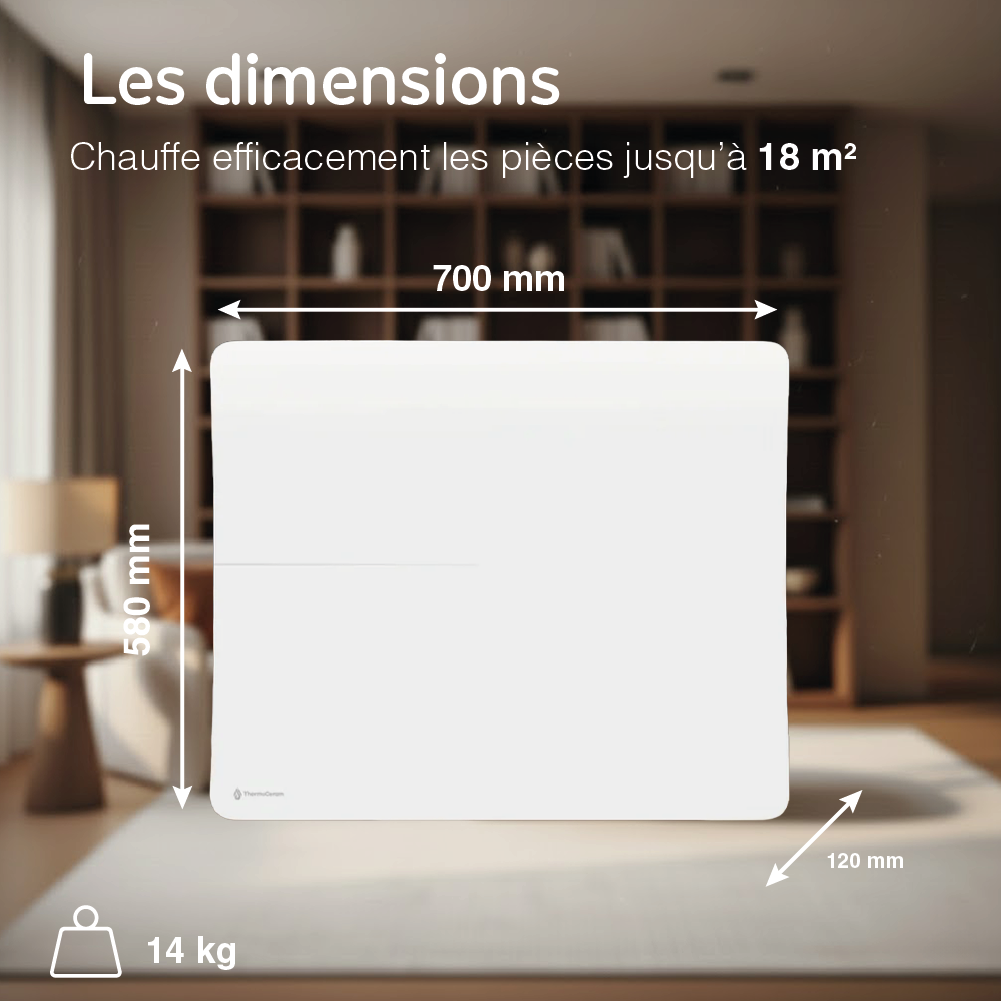 Radiateur électrique connecté 1500W double système de chauffe horizontal Blanc Cira