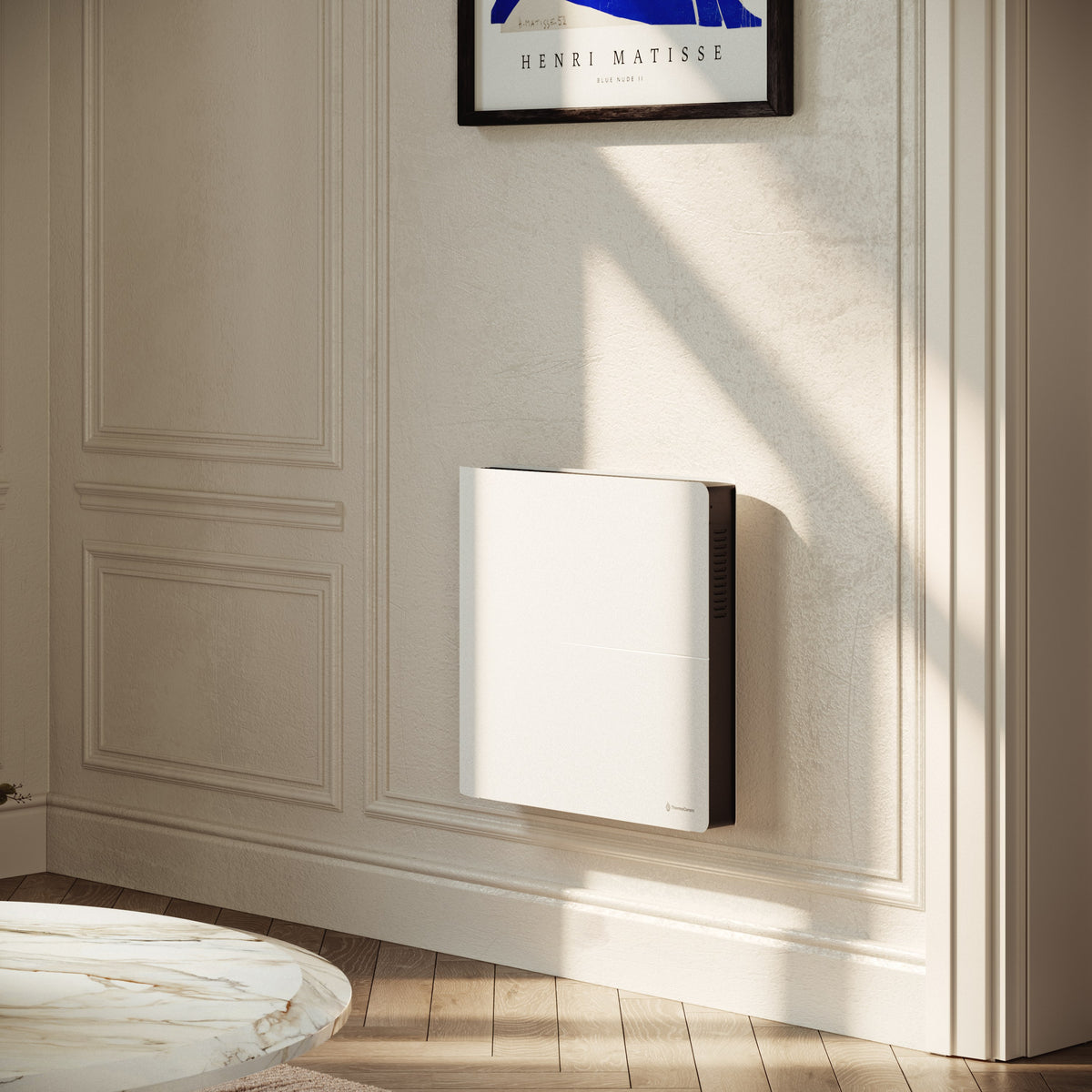 Radiateur électrique connecté 1000W double système de chauffe horizontal Blanc Molia