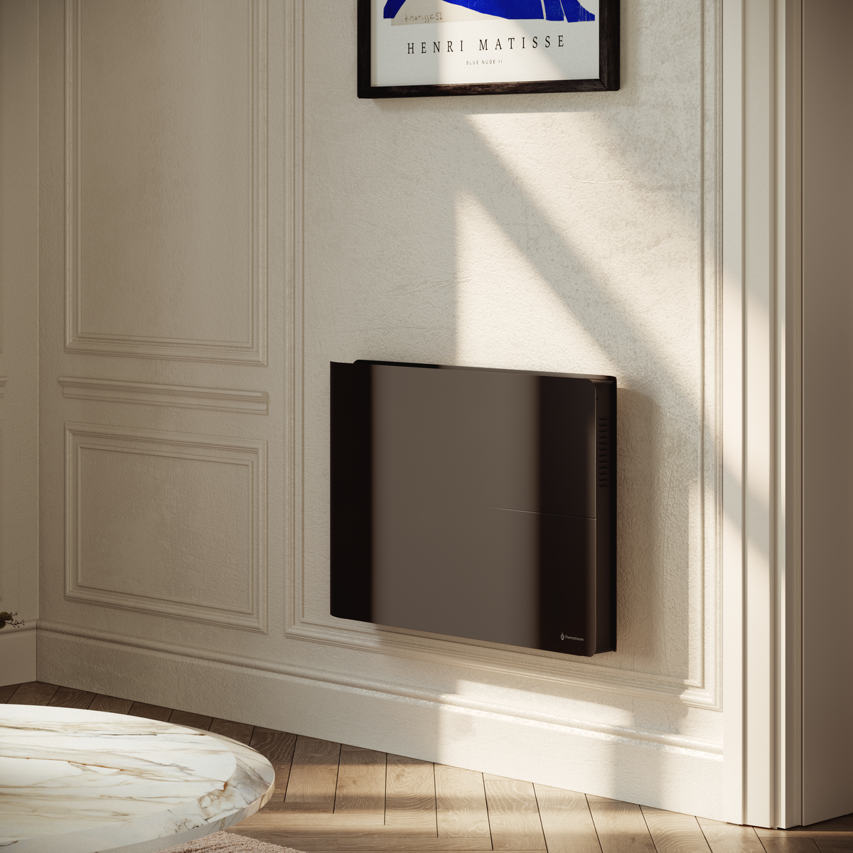 Radiateur électrique connecté 1500W double système de chauffe horizontal Noir Molia