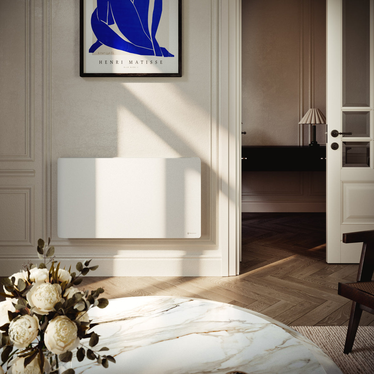 Radiateur électrique connecté 2000W double système de chauffe horizontal Blanc Molia