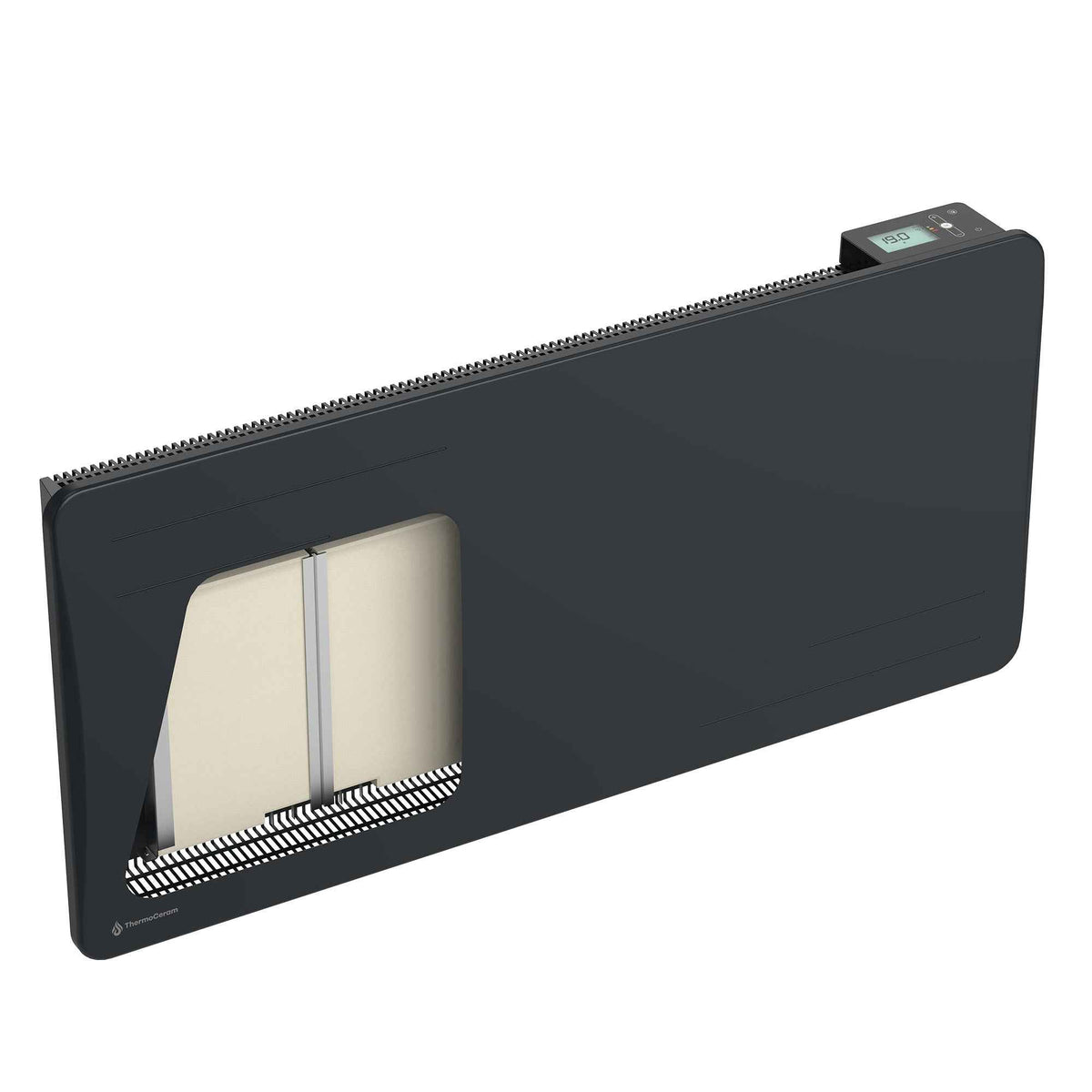 Radiateur électrique connecté 2000W à inertie sèche céramique horizontal Noir Alice