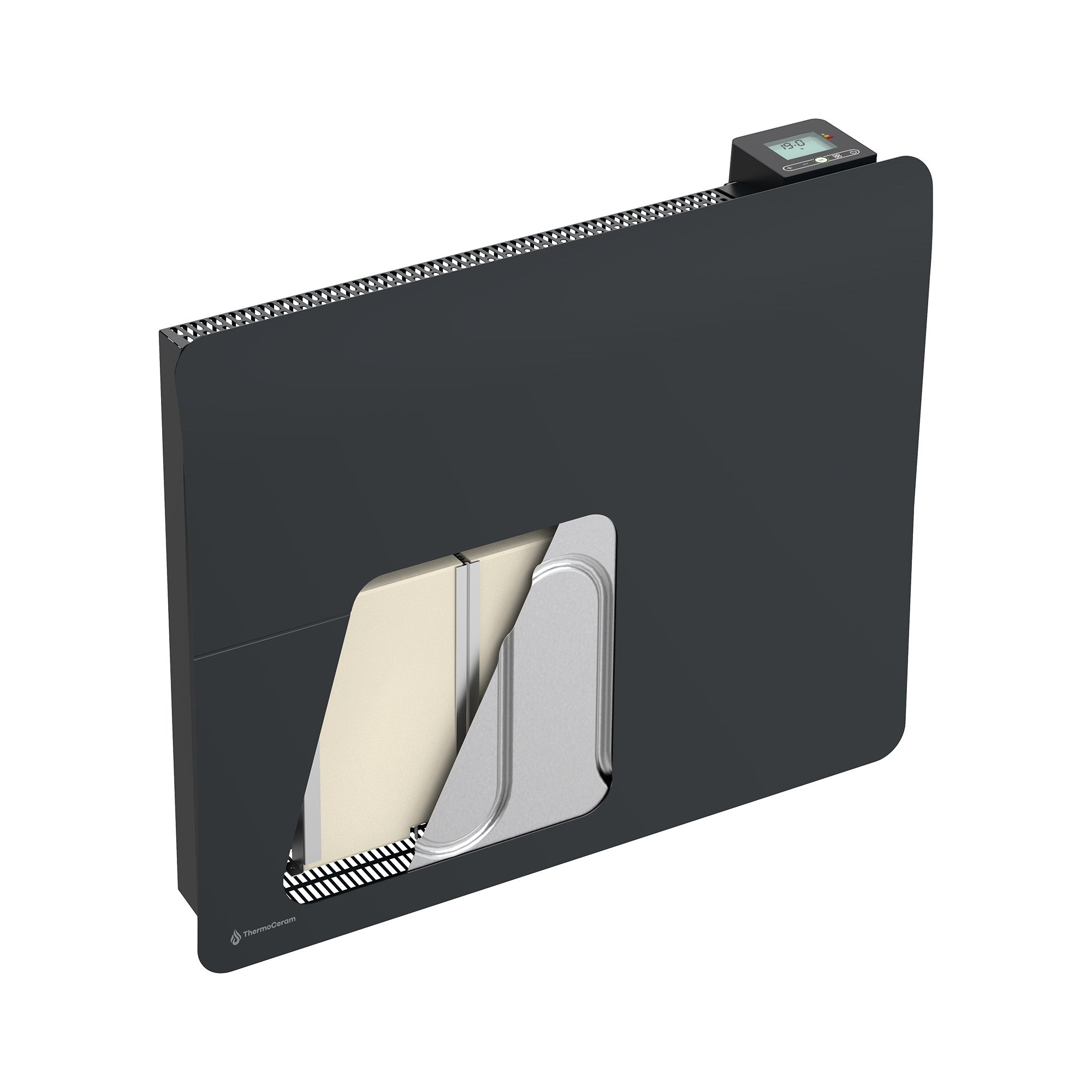 Radiateur électrique connecté 1500W double système de chauffe horizontal Noir Cira - Thermoceram FR