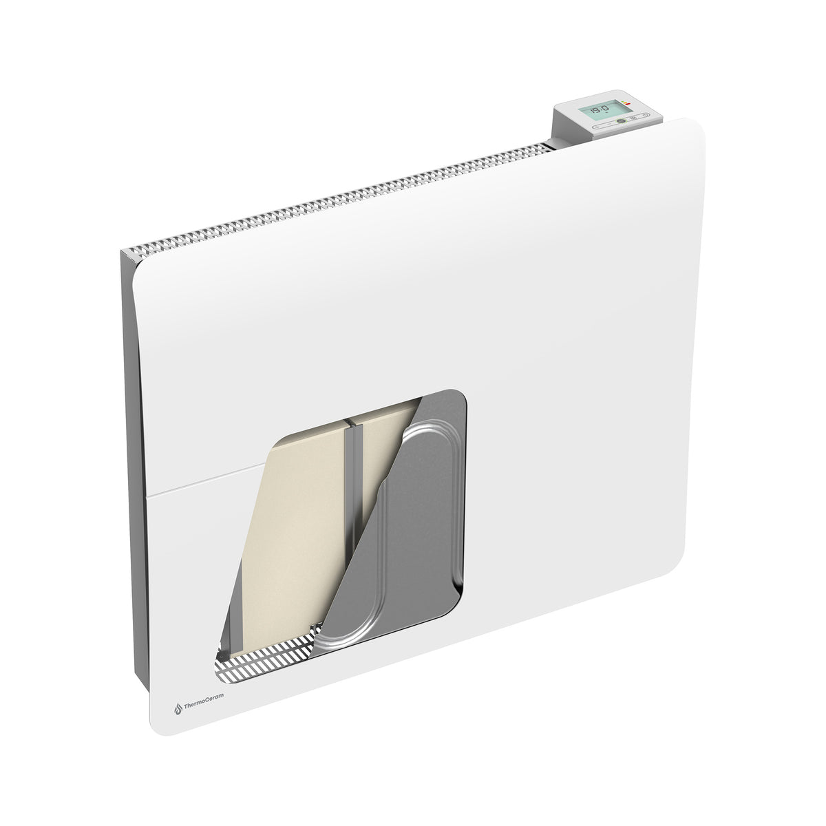 Radiateur électrique connecté 1500W double système de chauffe horizontal Blanc Cira - Thermoceram FR