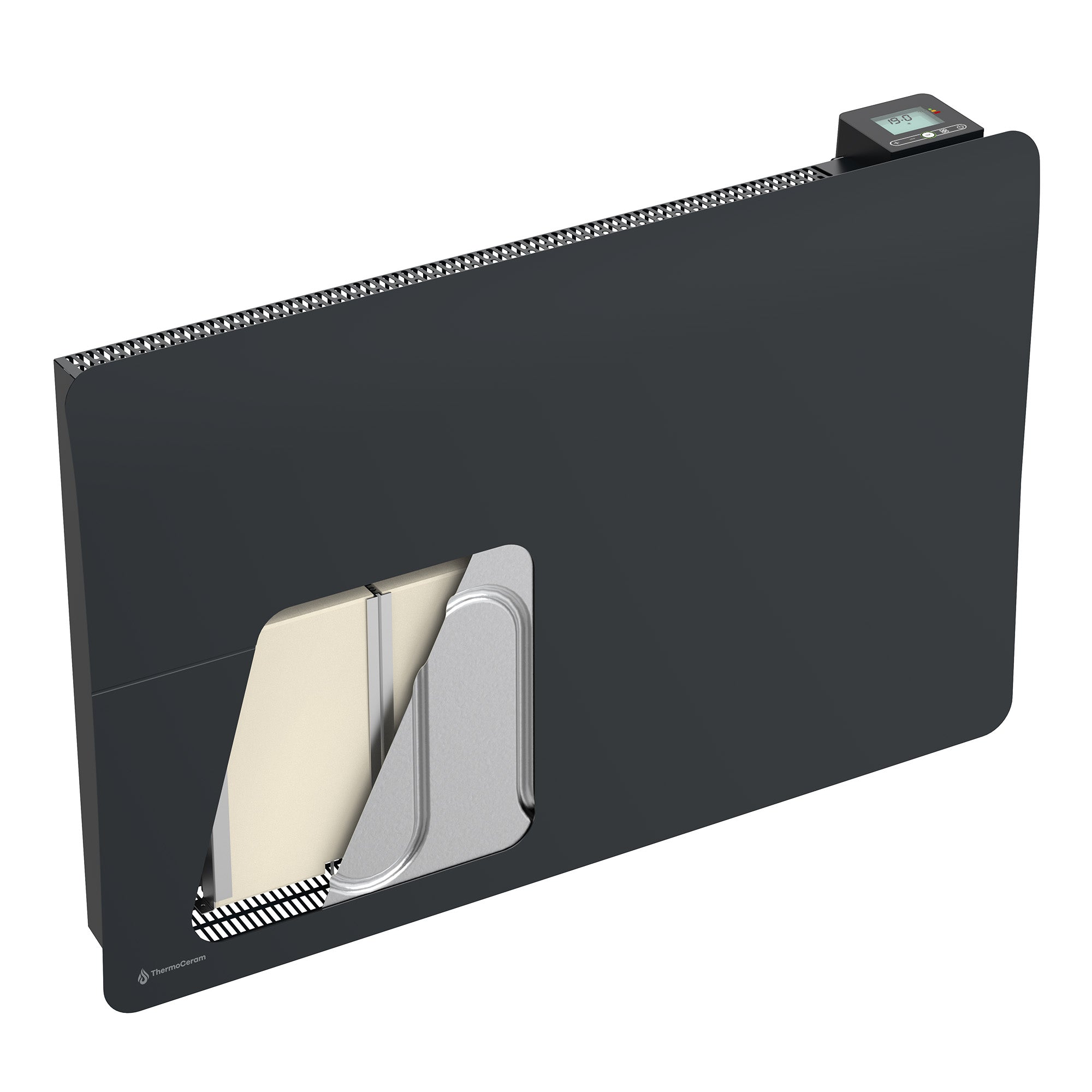 Radiateur électrique connecté 2000W double système de chauffe horizontal Noir Cira