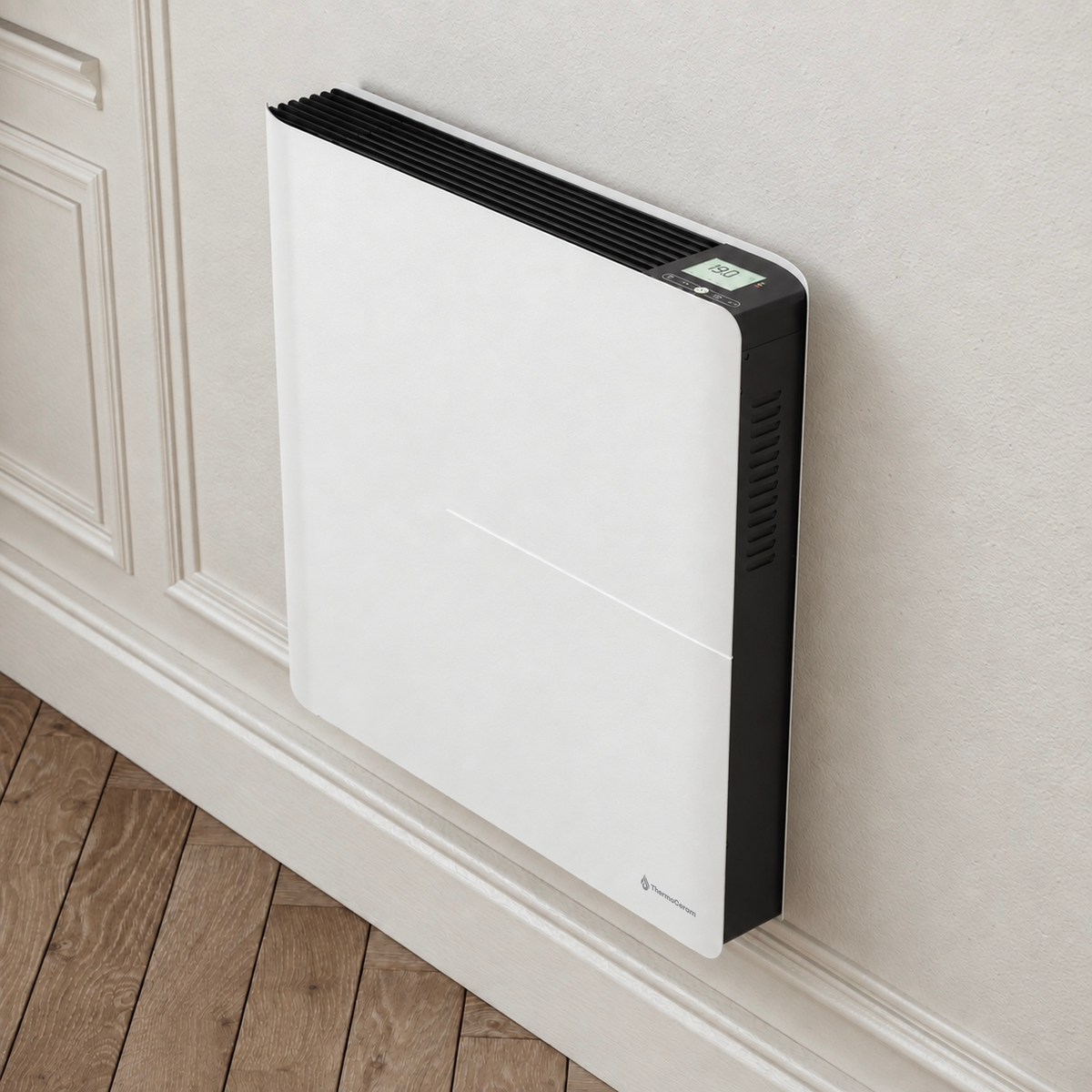 Radiateur électrique connecté 1000W double système de chauffe horizontal Blanc Molia