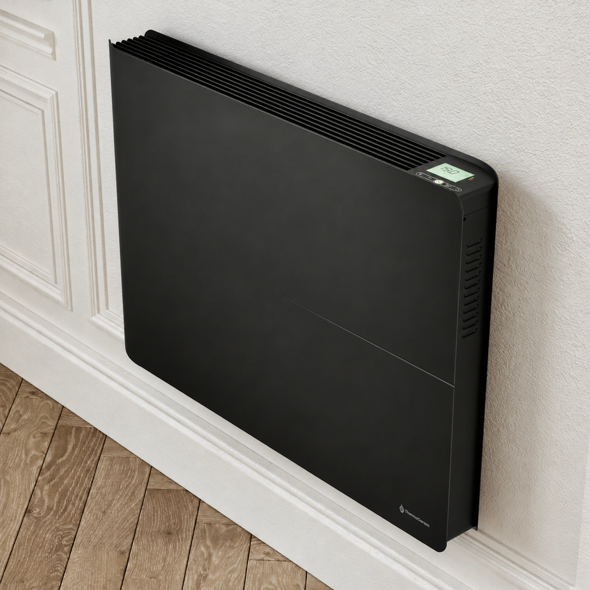 Radiateur électrique connecté 1500W double système de chauffe horizontal Noir Molia