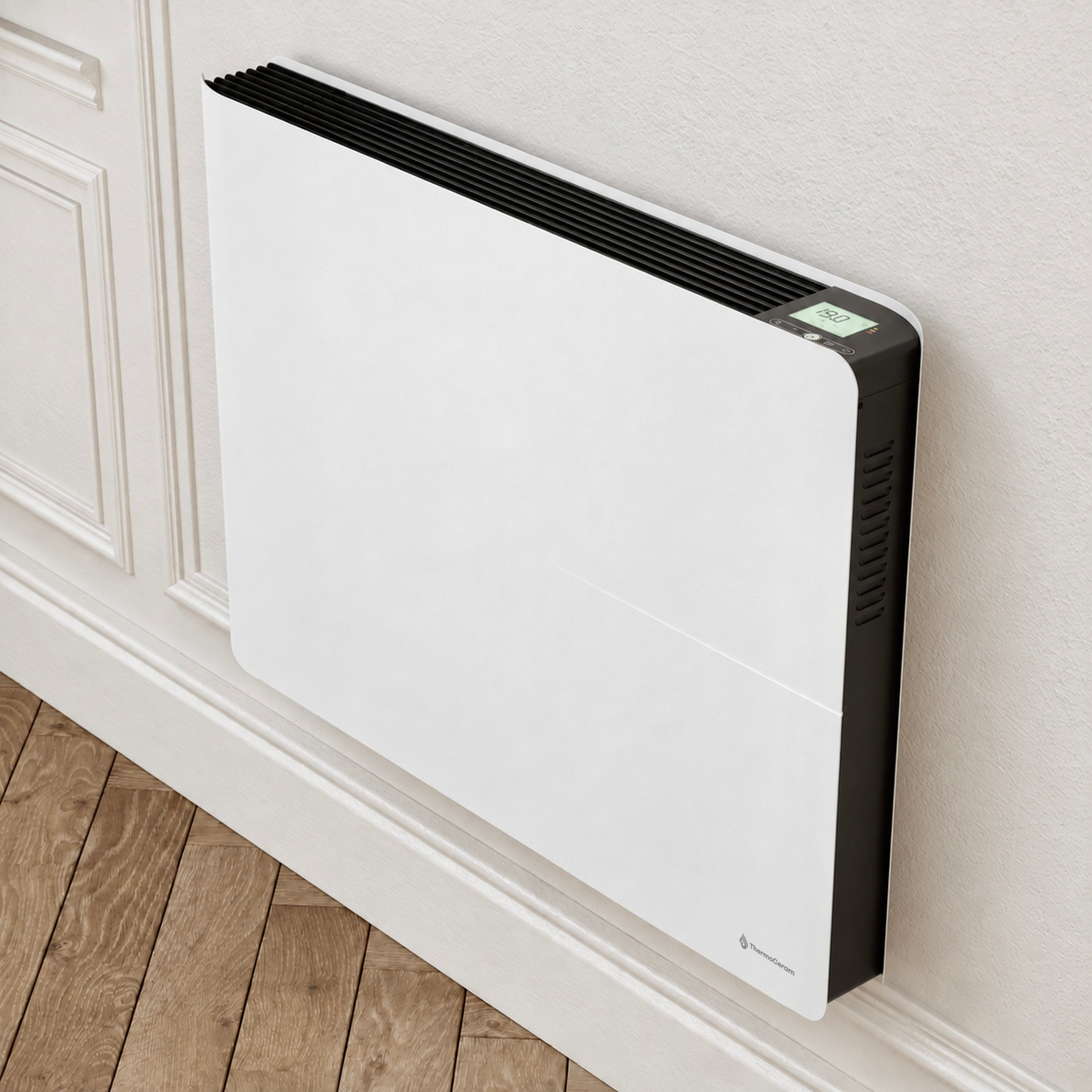Radiateur électrique connecté 1500W double système de chauffe horizontal Blanc Molia