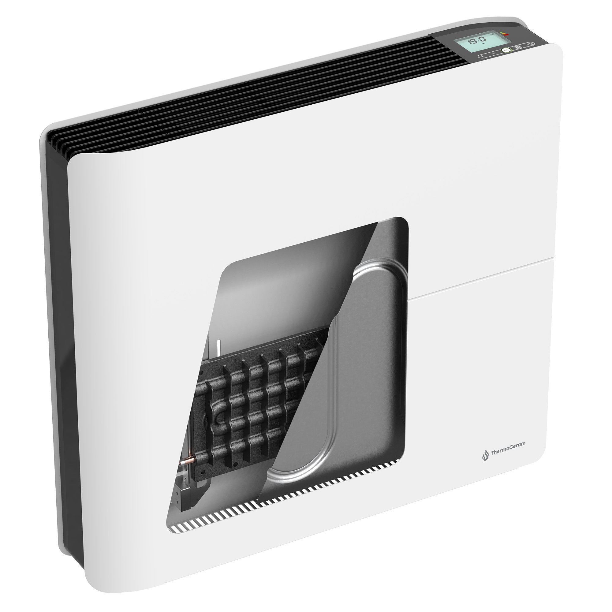 Radiateur électrique connecté 1000W double système de chauffe horizontal Blanc Molia