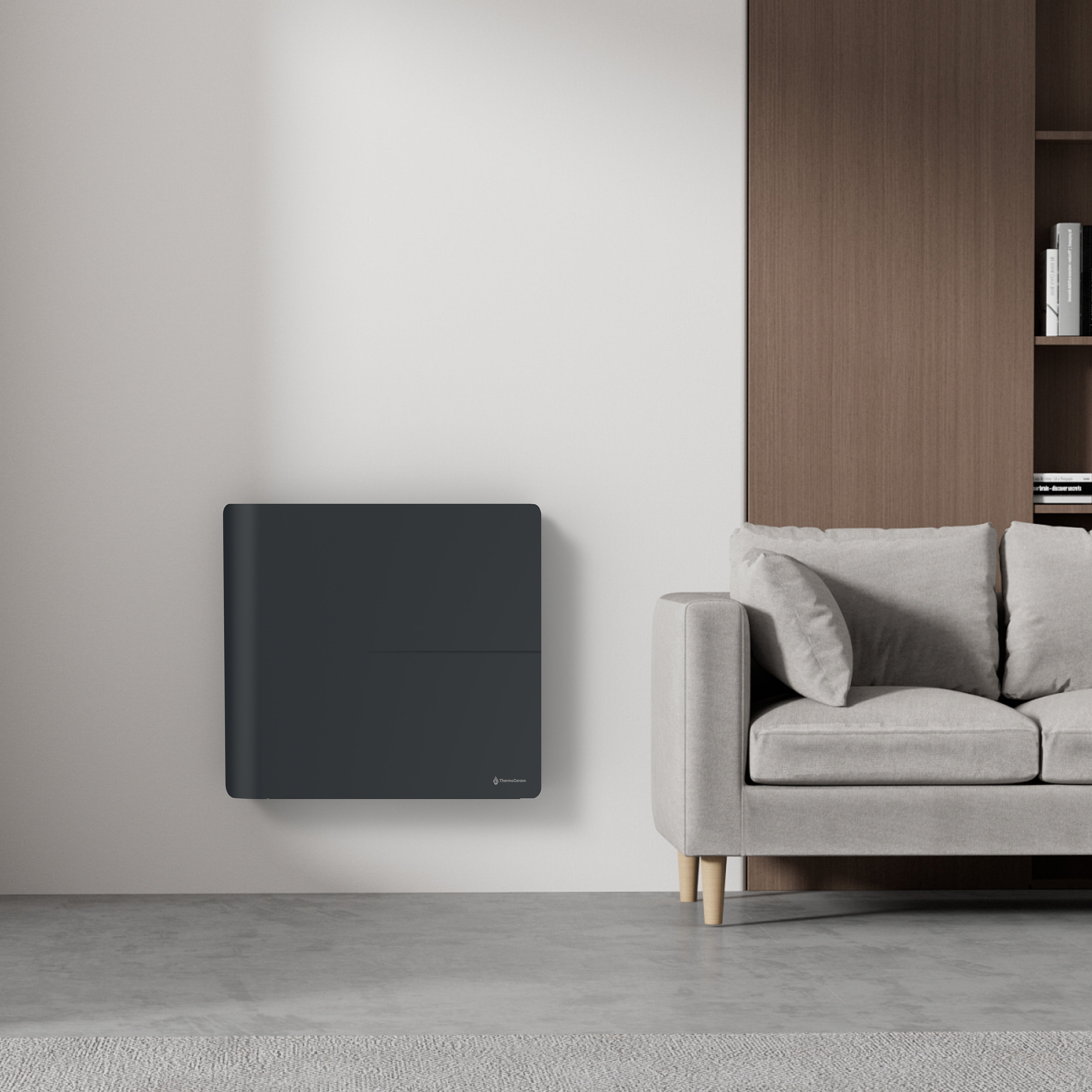 Radiateur fonte + film Wifi 1000W horizontal Noir Molia