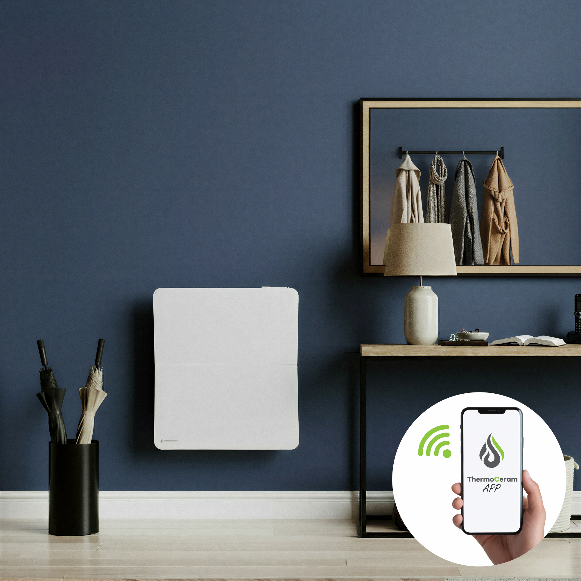 Radiateur électrique connecté 1000W double système de chauffe horizontal Blanc Cira