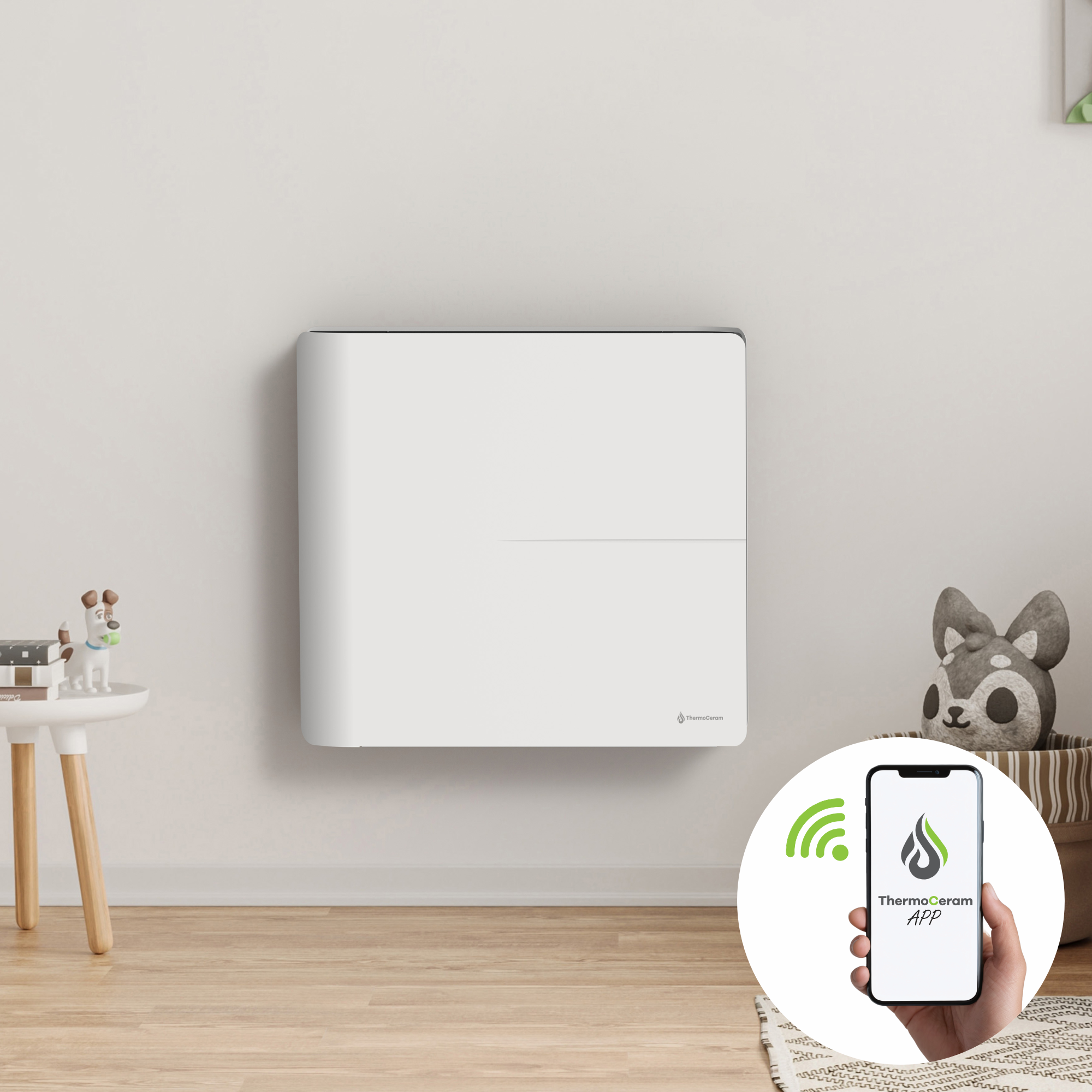 Radiateur électrique connecté 1000W double système de chauffe horizontal Blanc Molia