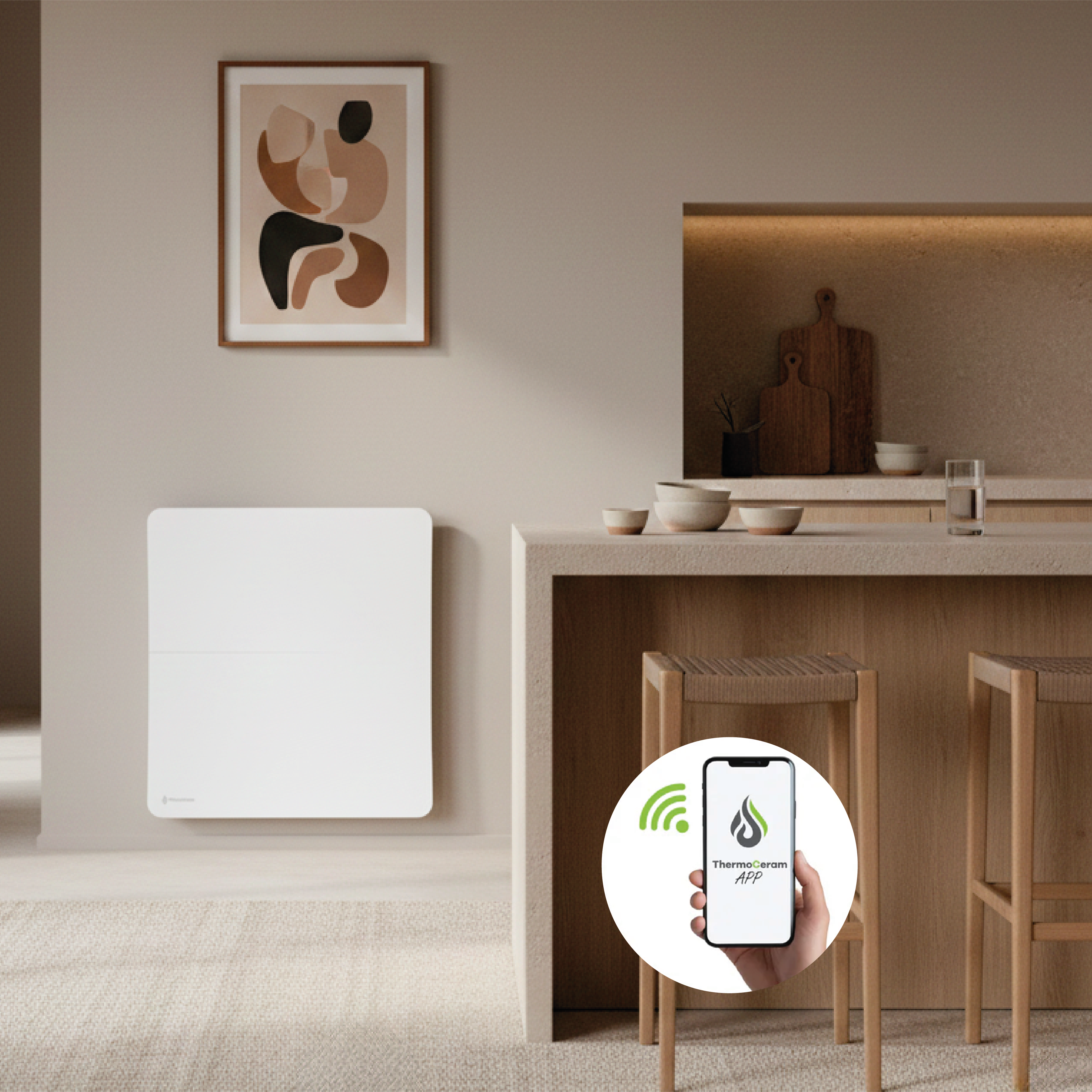 Radiateur électrique connecté 1000W double système de chauffe horizontal Blanc Cira