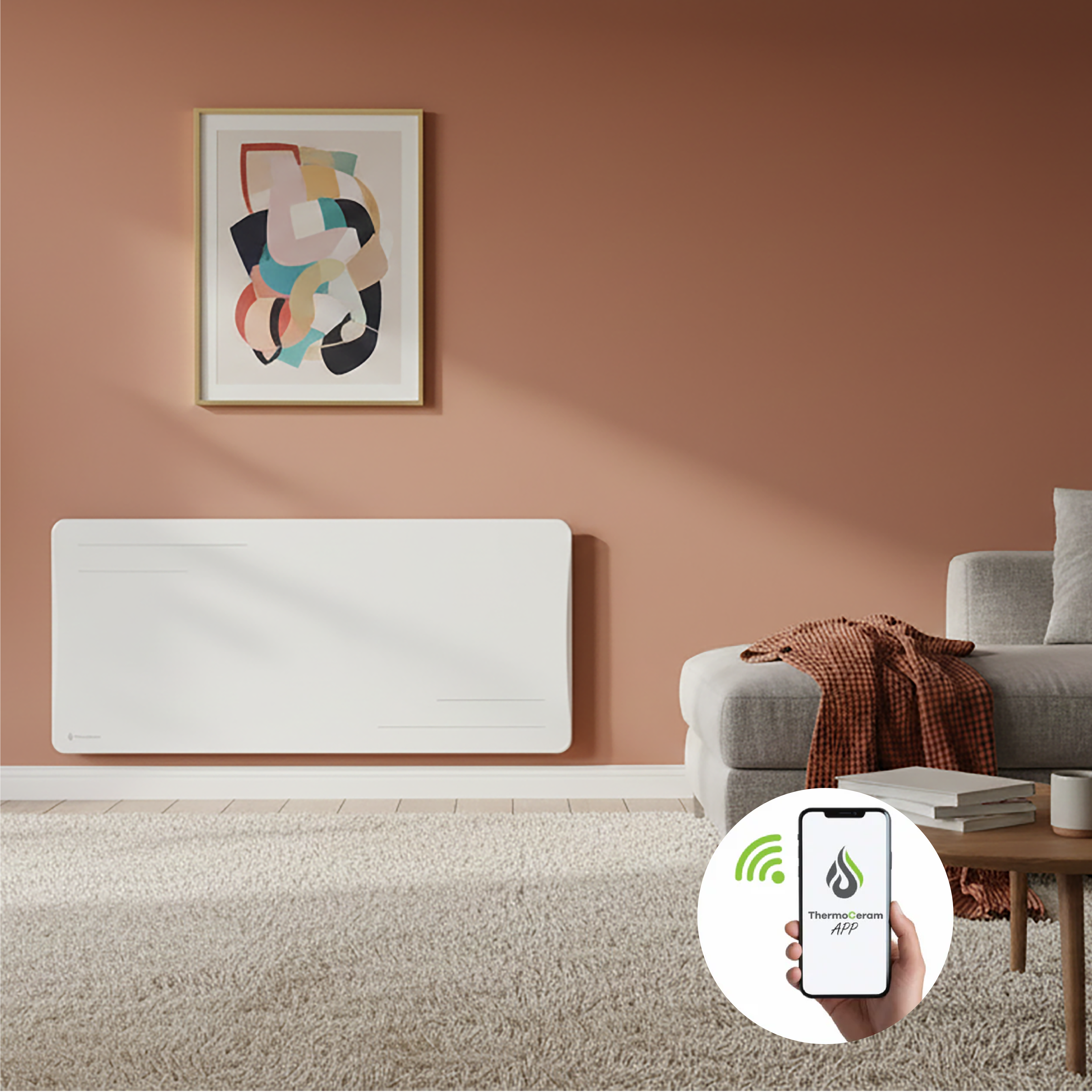 Radiateur électrique connecté 2000W à inertie sèche céramique horizontal Blanc Alice