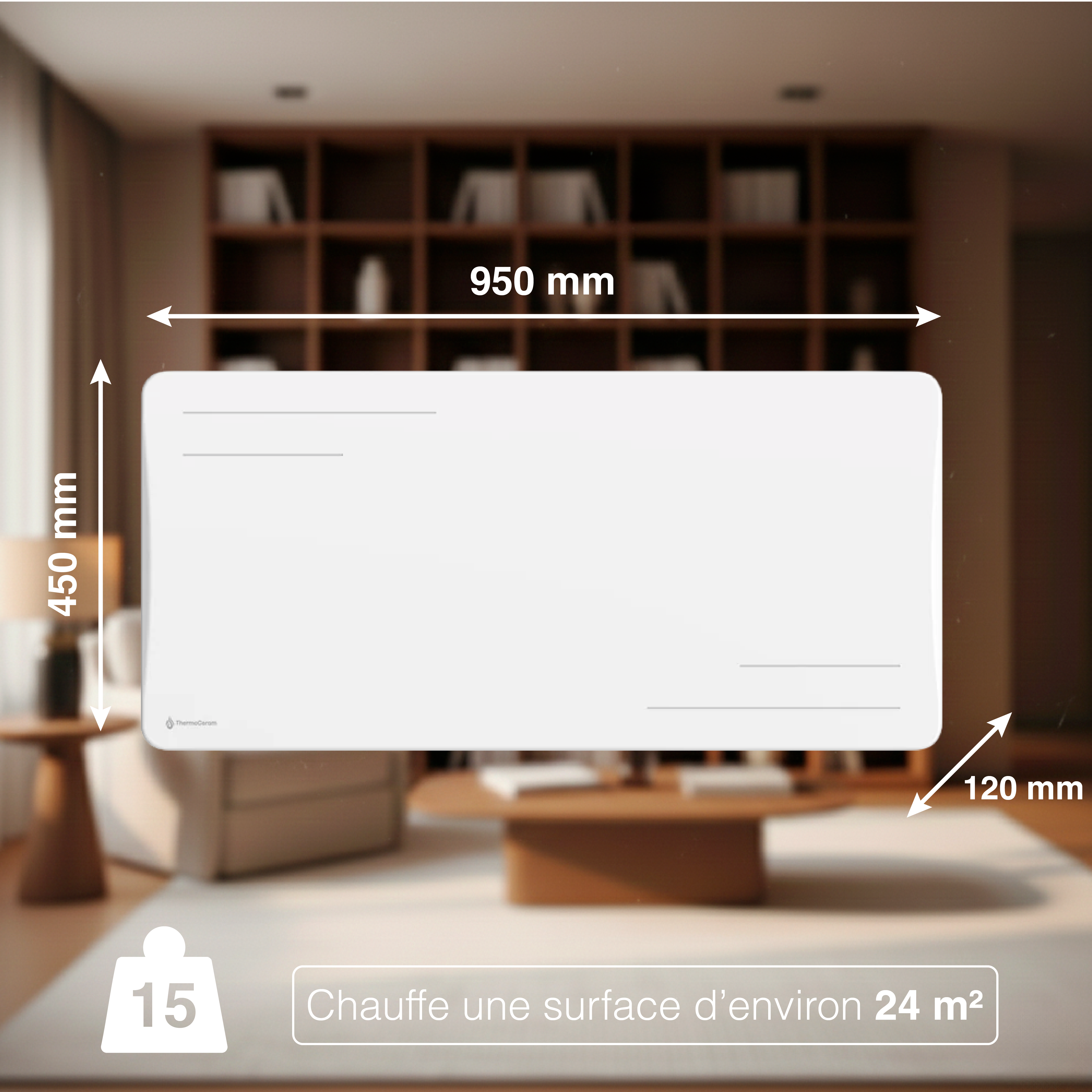 Radiateur électrique connecté 2000W à inertie sèche céramique horizontal Blanc Alice