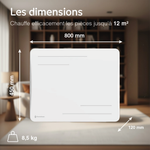 Schéma des dimensions et du poids du radiateur Alice 1000W blanc