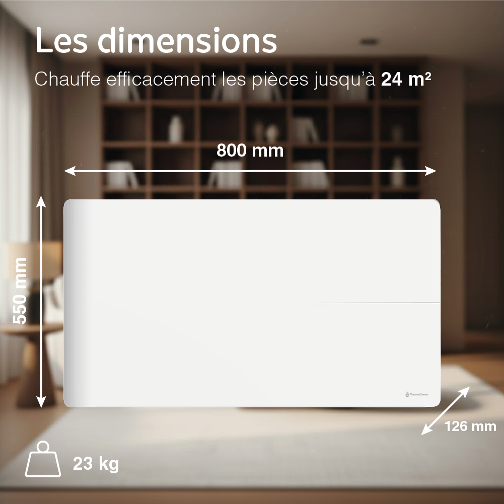 Radiateur électrique connecté 2000W double système de chauffe horizontal Blanc Molia