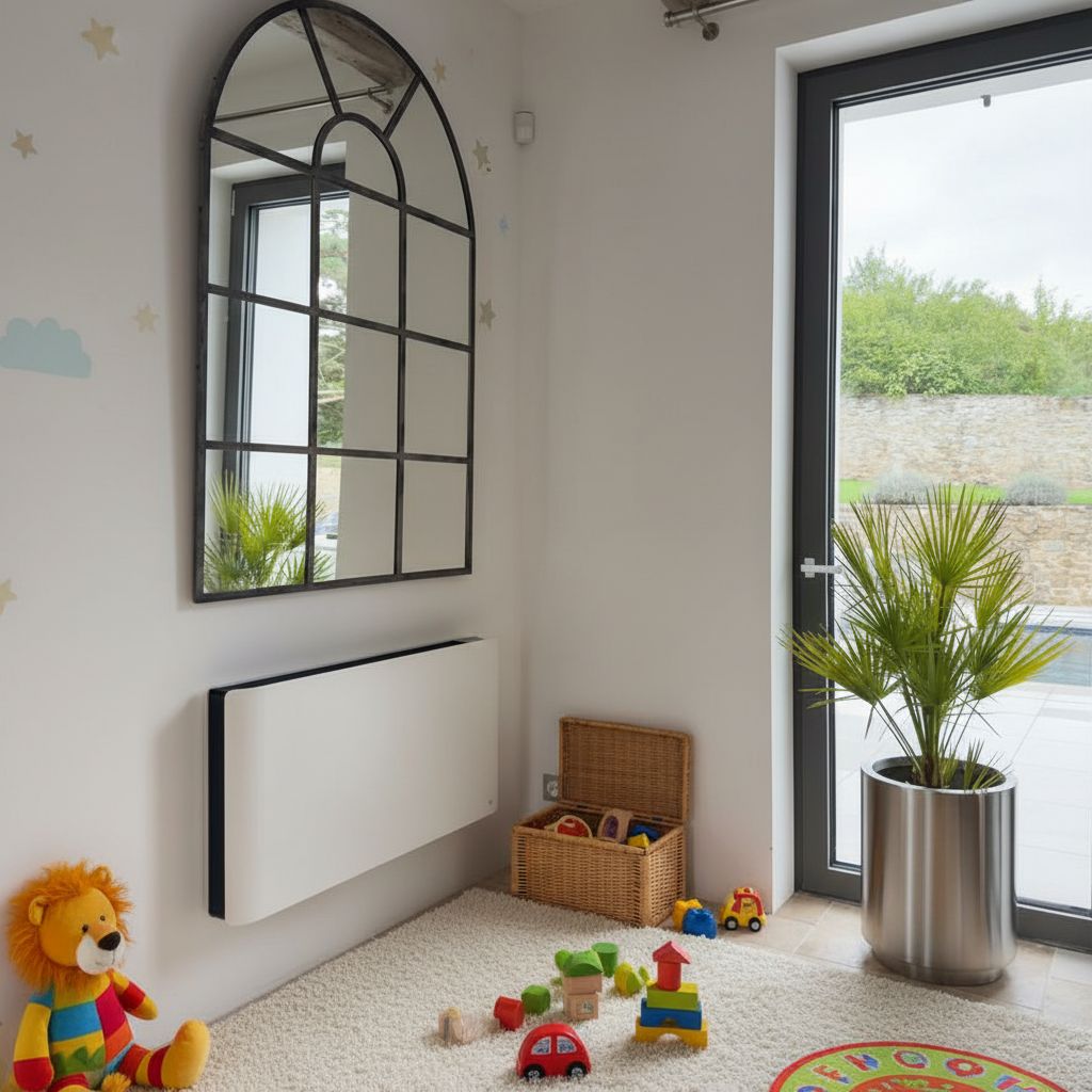 Radiateur électrique connecté 2000W double système de chauffe horizontal Blanc Molia