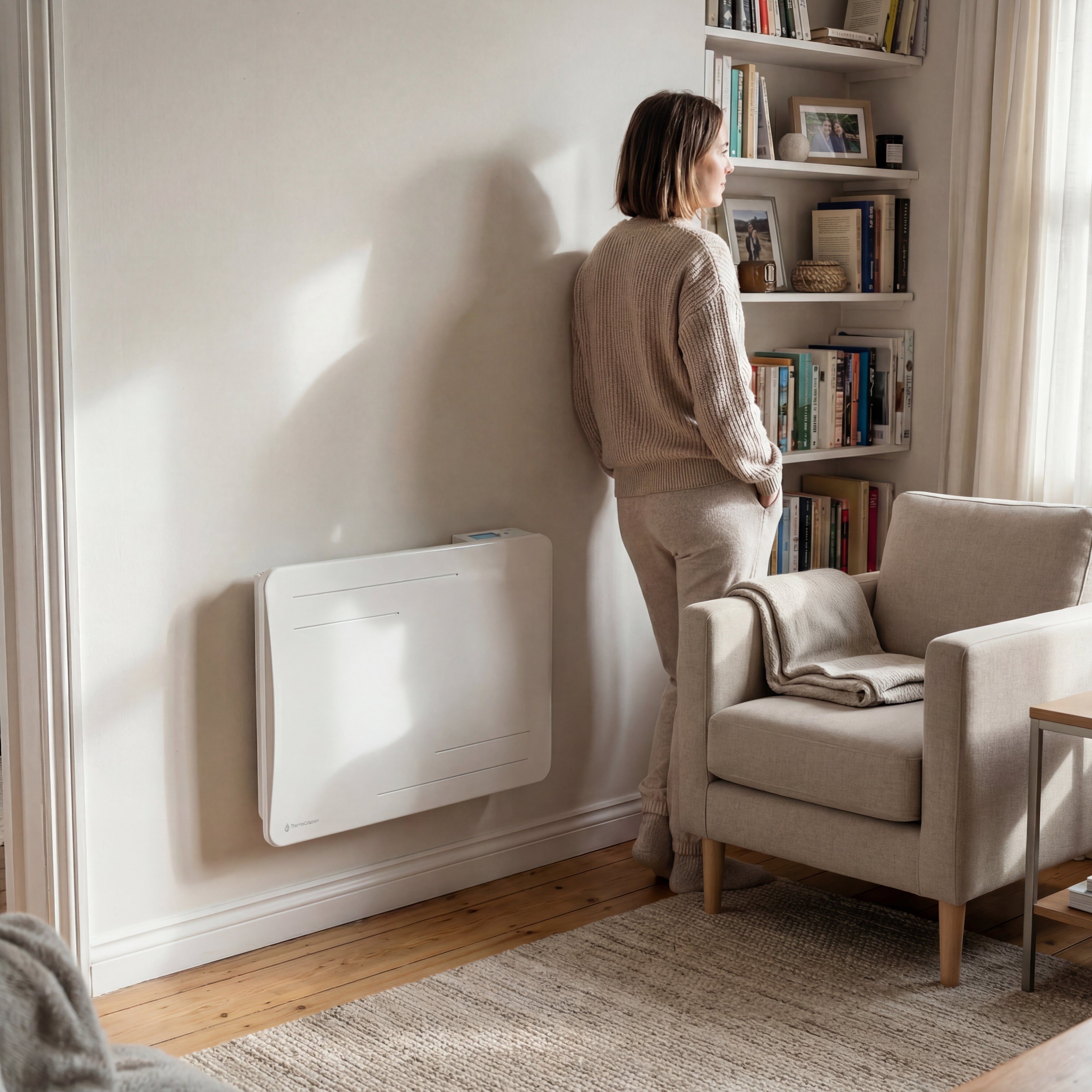 Radiateur électrique connecté 1000W à inertie sèche céramique horizontal Blanc Alice